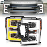 ANZO LED Headlights 17-18 Ford F-250 Super Duty Plank-Style L.E.D. Headlight Chrome (Pair) - 111389