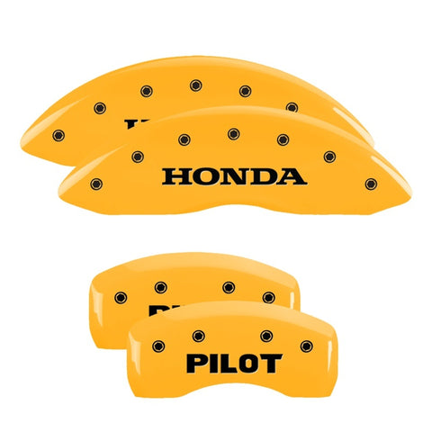 MGP 4 Caliper Covers Engraved F & R Honda Yellow Finish Black Char 2011 Honda Accord Crosstour - 20211SHONYL
