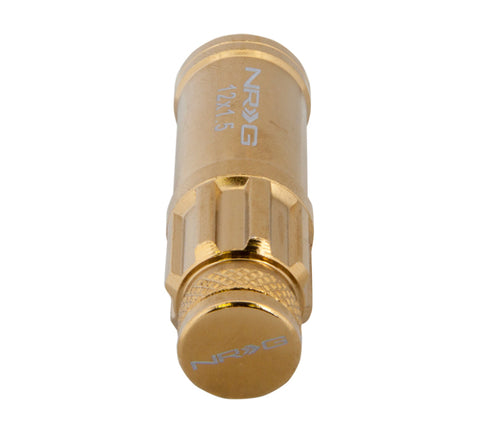 NRG 700 Series M12 X 1.5 Steel Lug Nut w/Dust Cap Cover Set 21 Pc w/Locks & Socket - Chrome Gold - LN-LS700CG-21