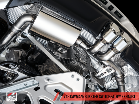 AWE Tuning Porsche 718 Boxster / Cayman SwitchPath Exhaust (PSE Only) - Chrome Silver Tips - 3025-32020
