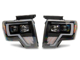 Raxiom 09-14 Ford F-150 Axial G4 Light Bar Switchback Projector Headlights- Blk Housing (Clear Lens) - T546755