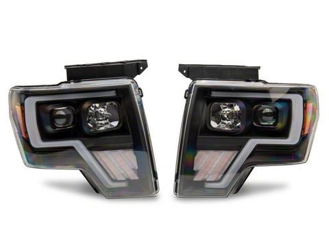 Raxiom 09-14 Ford F-150 Axial G4 Light Bar Switchback Projector Headlights- Blk Housing (Clear Lens) - T546755