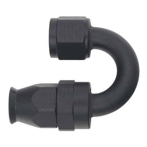 DeatschWerks 8AN Female Swivel 180-Degree Hose End PTFE (Incl Olive Insert) - Anodized Matte Black - 6-02-0857-B