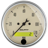 AutoMeter Gauge Speedo. 3-1/8in. 120MPH Elec. Prog. W/ Lcd Odo Antique Beige - 1887