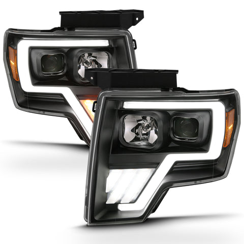 ANZO 2009-2013 Ford F-150 Projector Light Bar G4 Switchback Headlights Black Amber - 111469