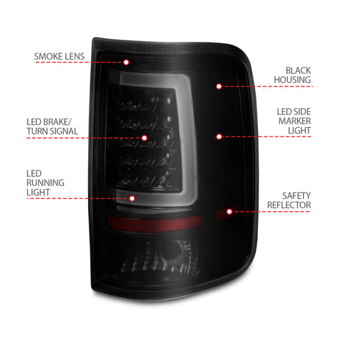 ANZO 2004-2006 Ford F-150 LED Tail Lights w/ Light Bar Black Housing Smoke Lens - 311343
