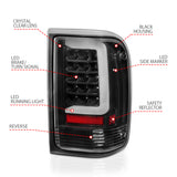 ANZO 1993-1997 Ford  Ranger LED Tail Lights w/ Light Bar Black Housing Clear Lens - 311359