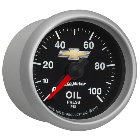 AutoMeter Gauge Oil Press 2-1/16in. 100PSI Digital Stepper Motor Chevy Gold Bowtie - 880447