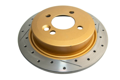 DBA 07-16 Mini Cooper (14mm Lug Excl JCW Brakes) Rear Street Series Drill & Slot Rotor w/Gold Hat - DBA543X