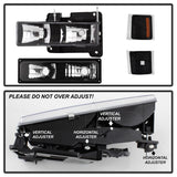 xTune Chevy Suburban 94-98 Headlights w/ Corner & Parking Lights 8pcs Black HD-JH-CCK88-AM-BK-SET - 5072221