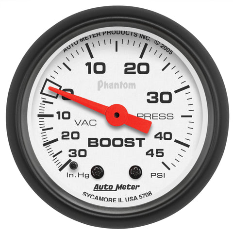 Autometer Phantom 52mm 30in Hg-Vac/45PSI Mechanical Vacuum/Boost Gauge - 5708