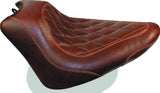 Mustang 11-13 Harley Blackline, 12-17 Slim/Slim S Tripper Solo Seat Diam Stitch - Distressed Brown - 76766