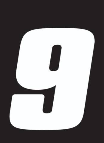 Hardline Dirt Digits 3pk 5.5 in. - High Gloss Number 9 - White - DD53W-9