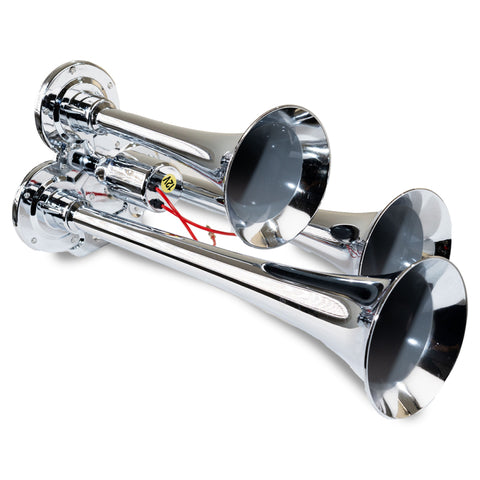 Kleinn Chrome Triple Horn/ 12.5In/10In/7.5In - Chrome-Plated Zinc Alloy - 130