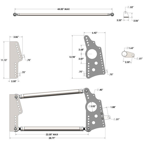 QA1 HD Pro Rear Drag 4-Link System - No Shocks/Springs - R070-000