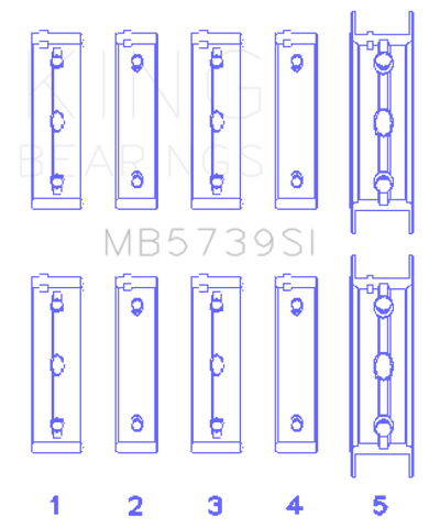 King Engine Bearings Subaru Ej20/Ej22/Ej25 Housing Bore + .002 (Size +0.50mm) Main Bearing Set - MB5739SI0.5