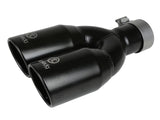 aFe Takeda 304 Stainless Steel Clamp-on Exhaust Tip Black 2-1/2ininlet x 3-1/2in Outlet X 12in L - 49T25374-B121