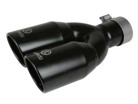 aFe Takeda 304 Stainless Steel Clamp-on Exhaust Tip Black 2-1/2ininlet x 3-1/2in Outlet X 12in L - 49T25374-B121