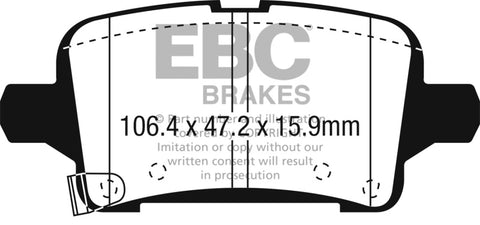 EBC 2016+ Chevrolet Malibu 1.5L Turbo (Elec PB) Redstuff Rear Brake Pads - DP33074C