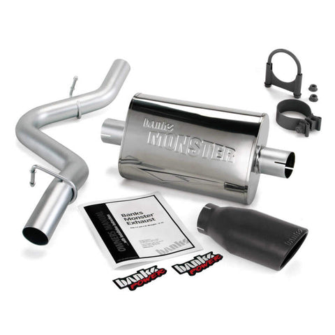 Banks Power 97-99 Jeep 2.5/4.0L Wrangler Slip Fit Cat Monster Exh Sys - SS Single Exh w/ Blk Tip - 51312-B
