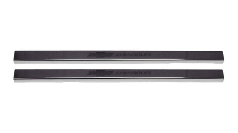 Putco 2019+ Chevrolet Silverado LD- Crew Cab w/ Bow Tie Etching (4pcs) Black Platinum Door Sills - 95183BPGM-1