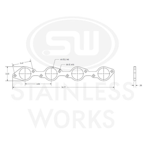 Stainless Works Big Block Chevy Round Port Header 304SS Exhaust Flanges 2-1/8in Primaries - HFBBC212