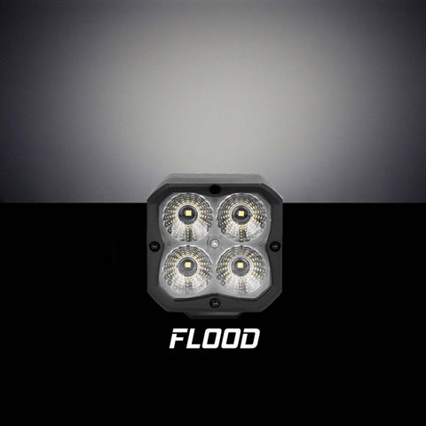 XK Glow XKchrome 20w LED Cube Light w/ RGB Accent Light Kit w/ Controller- Flood Beam 2pc - XK065001-FL-KIT