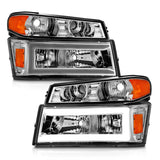 ANZO 04-12 GM Colorado/Canyon/I-Series Crystal Headlights - w/ Light Bar Chrome Housing 4pcs - 111559