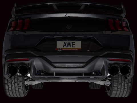 AWE 2024 Ford Mustang Dark Horse S650 RWD Track Edition Cat-Back Exhaust w/ Quad Diamond Black Tips - 3020-43375