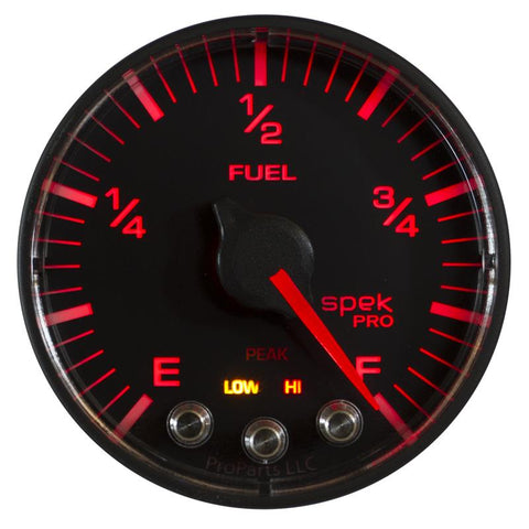 Autometer Spek-Pro Gauge Fuel Level 2 1/16in 0-270 Programmable Blk/Blk - P312328