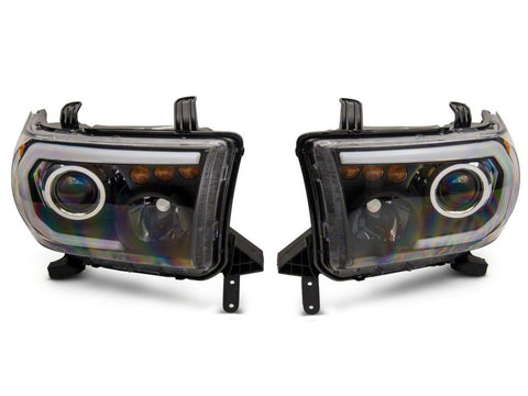 Raxiom 07-13 Toyota Tundra Axial Series Projector Headlights w/ LED Bar- Blk Housing (Clear Lens) - TU16006