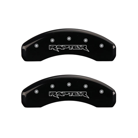 MGP 4 Caliper Covers Engraved Front & Rear Raptor Black finish silver ch - 10213SRPTBK