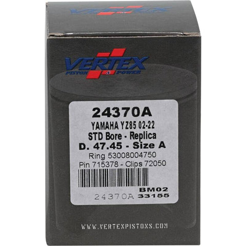 Vertex Piston 02-24 Yamaha YZ 85 85cc Cast Replica Piston Kit - 24370A