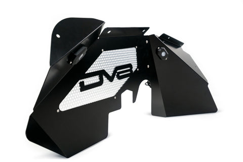 DV8 Offroad 07-18 Jeep Wrangler JK Front Aluminum Inner Fender w/ Rock Lights - Black - INFEND-01FBRL