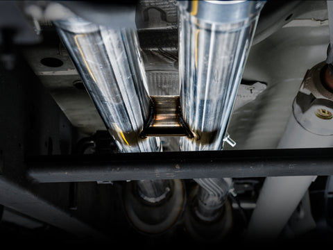AWE Tuning 4th Gen GM 1500 6.2L 0FG Cat-Back Split Rear Exit (w/ Bumper Cutouts) - Quad Chrome Tips - 3015-42203