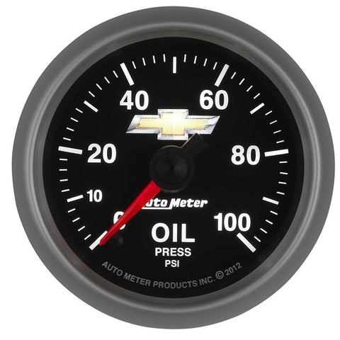 AutoMeter Gauge Oil Press 2-1/16in. 100PSI Digital Stepper Motor Chevy Gold Bowtie - 880447