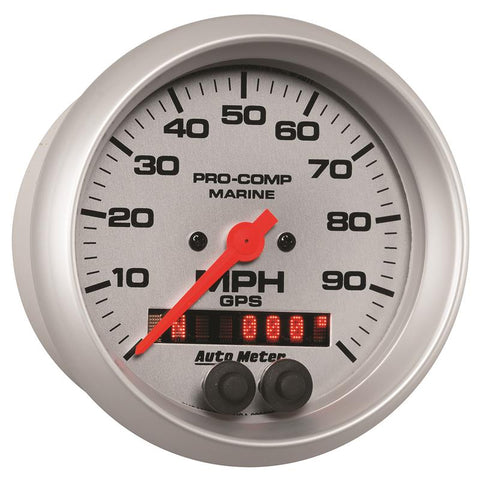 Autometer Marine Silver 3-3/8in 100MPH GPS Speedometer Gauge - 200636-33