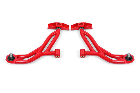 BMR 10-14 Ford Mustang Non-Adj. Lower A-Arms Delrin/Rod End w/ 19mm Tall Ball Joint - Red - AA756R