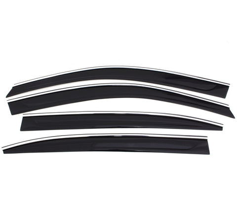 AVS 15-18 Chevrolet Tahoe/GMC Yukon Ventvisor Low Profile Deflectors 4pc - Smoke w/Chrome Trim - 794060