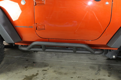 Fishbone Offroad 07-18 Jeep JK 2 Door Wrangler JK Steel Rock Sliders - Blk Textured Powdercoat - FB23008