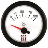 Autometer Stack 52mm 0-100 PSI 1/8in NPTF Electric Oil Pressure Gauge - White - ST3252