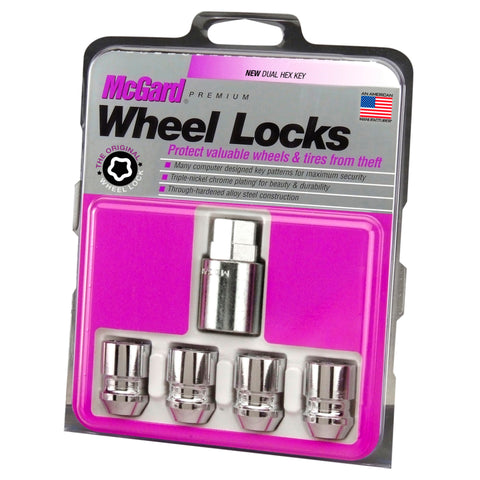 McGard Wheel Lock Nut Set - 4pk. (Cone Seat) M12X1.5 / 19mm & 21mm Dual Hex / 1.28in. L - Chrome - 24157