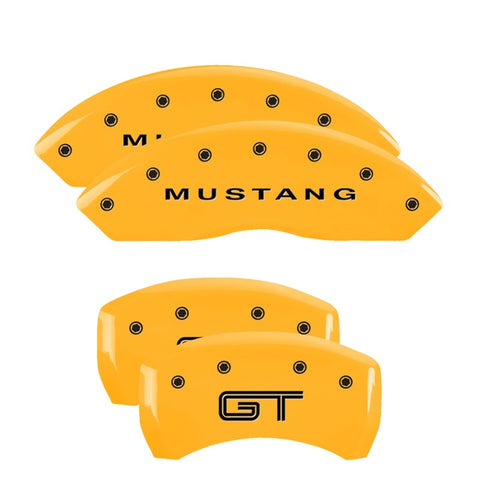 MGP 4 Caliper Covers Engraved Front Mustang Engraved Rear GT Red finish silver ch - 10198SMGTRD