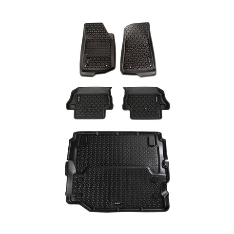 Rugged Ridge Floor Liner Kit Black F/R/Full Cargo 18-20 Jeep Wrangler JL 2Dr - 12988.07
