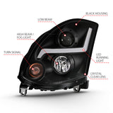 ANZO 2003-2007 Infiniti G35 Projector Headlight Plank Style Black (HID Compatible, No HID Kit ) - 121557