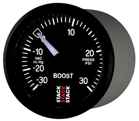 Autometer 52mm Stack Instruments -30INHG to +30PSI Mechanical Boost Gauge - Black - ST3112