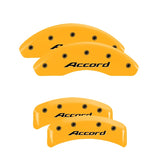 MGP 4 Caliper Covers Engraved Front Accord Engraved Rear Accord Yellow finish black ch - 20130SACCYL