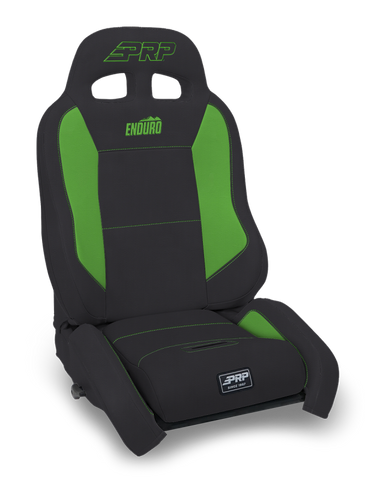 PRP EnduroCrawl Reclining Suspension Seat - Black/Green Vinyl - Passenger - A9001045-201-W
