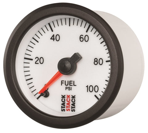 Autometer Stack 52mm 0-100 PSI 1/8in NPTF Male Pro Stepper Motor Fuel Pressure Gauge - White - ST3356