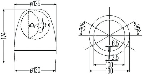 Hella Rotating Beacon H 12V Yellow Mg12 2Rl - 007337001